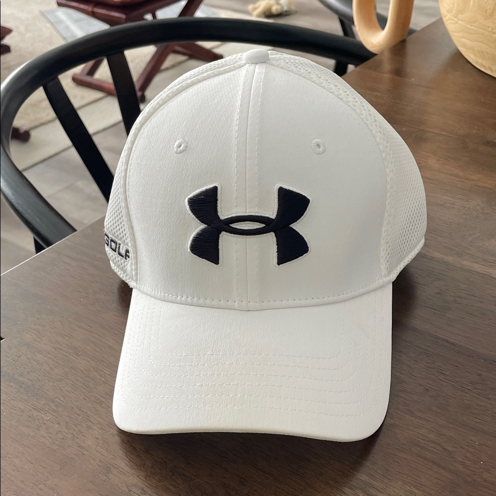 Under Armour White Hat with Black Emblem